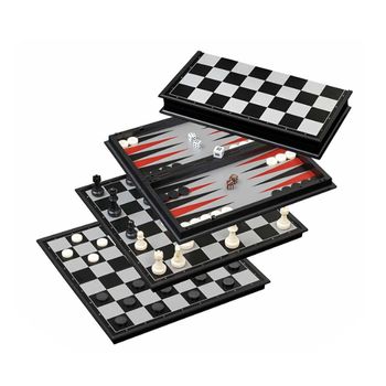 Jocul 3 in 1 de sah, table si dame magnetic, 38 cm, cb03