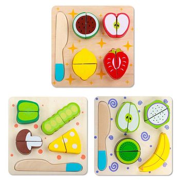 Set 3 puzzle 3d din lemn, feliere fructe, legume, alimente, kabi, wd 9533b