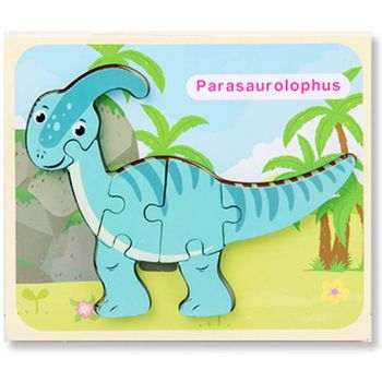 Puzzle din lemn 3d dinozaur parasaurolophus cu 7 piese, 18x 15 cm, wd 9513-j