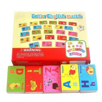 Puzzle duo din lemn cu asocieri litere, imagini, cuvinte, in engleza, 48 piese, wd 9565