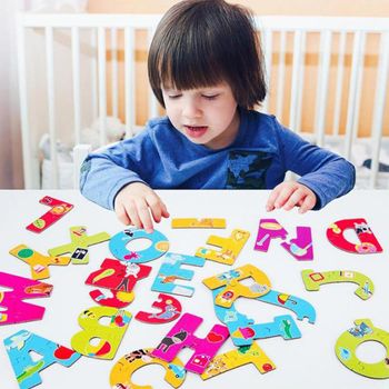 Puzzle litere amuzante cu 2 piese, wd 2061