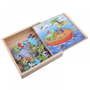 Puzzle 3 in 1 din lemn in cutie cu tematica – vehicule, wd 9002a