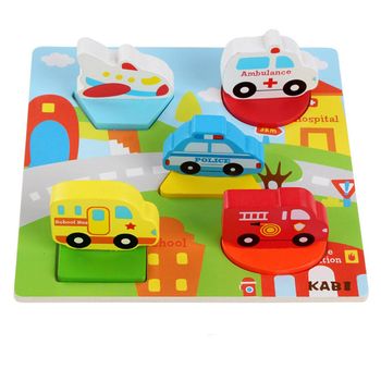 Puzzle din lemn 3d incastru cu vehicule de transport, wd 9534