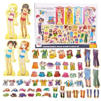 Set puzzle magnetic imbraca fetitele, 63 piese, wd 9529