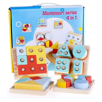 Puzzle 4 in 1 cu forme geometrice si tetris, 48 piese, wd 9550