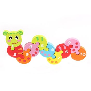 Puzzle din lemn, 3d, invata cifrele, omida, wd 9541