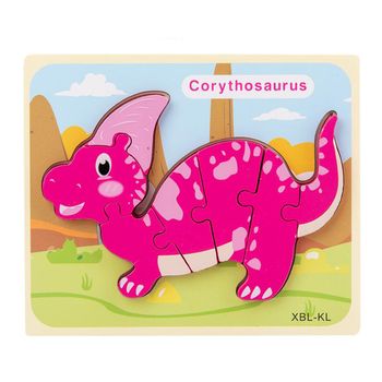Puzzle din lemn 3d dinozaur corythosaurus cu 7 piese, 18x 15 cm, wd 9513-a