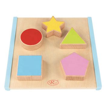 Puzzle 3d montessori cu forme geometrice din lemn cu 10 piese, wd 2070