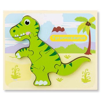 Puzzle din lemn 3d dinozaur tyrannosaurus cu 6 piese, 18x 15 cm, wd 9513-b