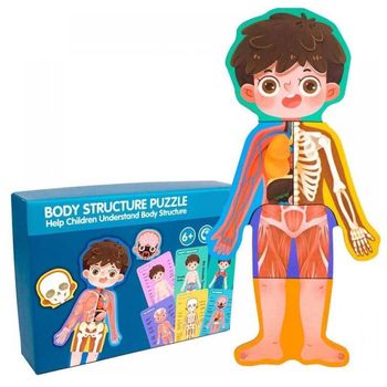Puzzle din lemn, anatomia corpul uman- baietel, 30 piese, wd 2055b
