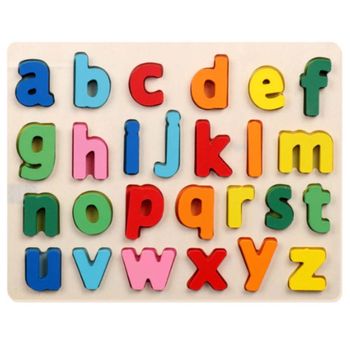 Puzzle din lemn, 3d cu litere mici-invata alfabetul, 30 x 22,5 cm, wd 9521