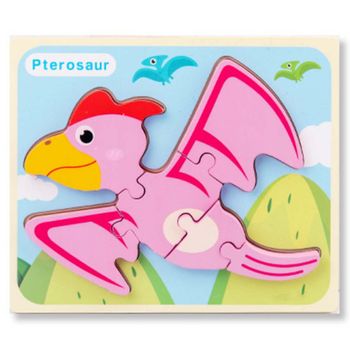Puzzle din lemn 3d dinozaur pterosaur cu 6 piese, 18x 15 cm, wd 9513-l