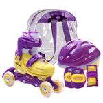 Set role reglabile pentru copii cu pozitionarea multipla a rotilor, marime 30-33, Mov fotografia produsului