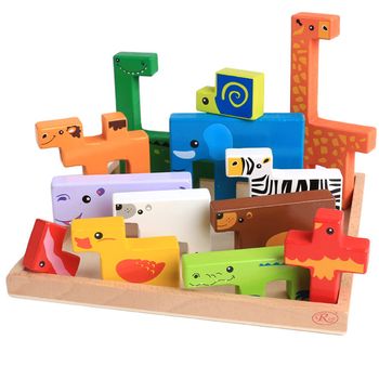 Joc educativ din lemn - Tetris - cu animale 3D, WD 2511