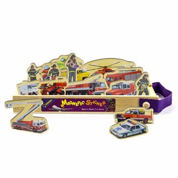 Set 23 de piese din lemn ilustrate cu vehicule interventie, WD 9004-C