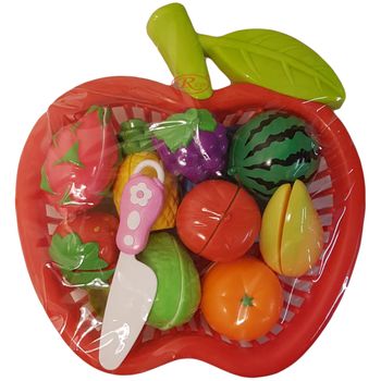 Set jucarii pentru copii cos tip mar cu fructe de taiat, 12 piese wp 3503-b