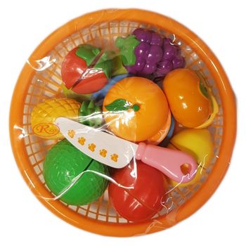 Set jucarii pentru copii cos tip cu fructe de taiat, 12 piese wp 3502-b