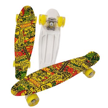 Penny board cu roti pu si lumini abec-7, pu, aluminiu, hb3004-b