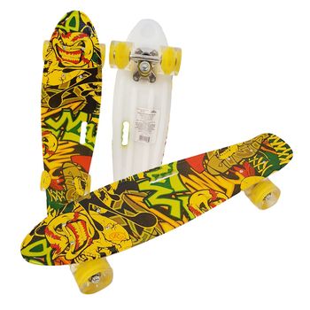 Penny board cu roti pu si lumini abec-7, pu, aluminiu, hb3003-c