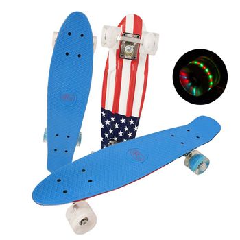 Penny board cu roti pu si lumini led, usa print, abec-7, pu, aluminiu, hb3014