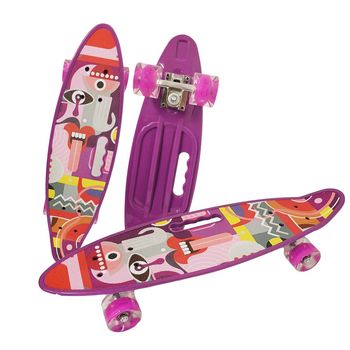 Penny board cu roti pu si lumini abec-7, pu, aluminiu, hb3008-a