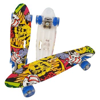 Penny board cu roti pu si lumini abec-7, pu, aluminiu, hb3003-d