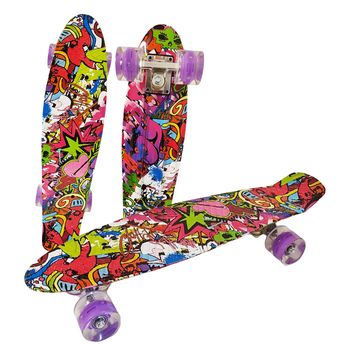Penny board cu roti pu si lumini, abec-7, pu, aluminiu, hb3010-h, rco®