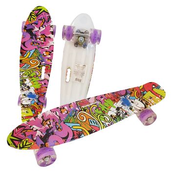 Penny board cu roti pu si lumini abec-7, pu, aluminiu, hb3003-a