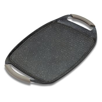Placă grill nava funtzio 10-144-004, Înveliş stone antiaderent, 47x29 cm, negru