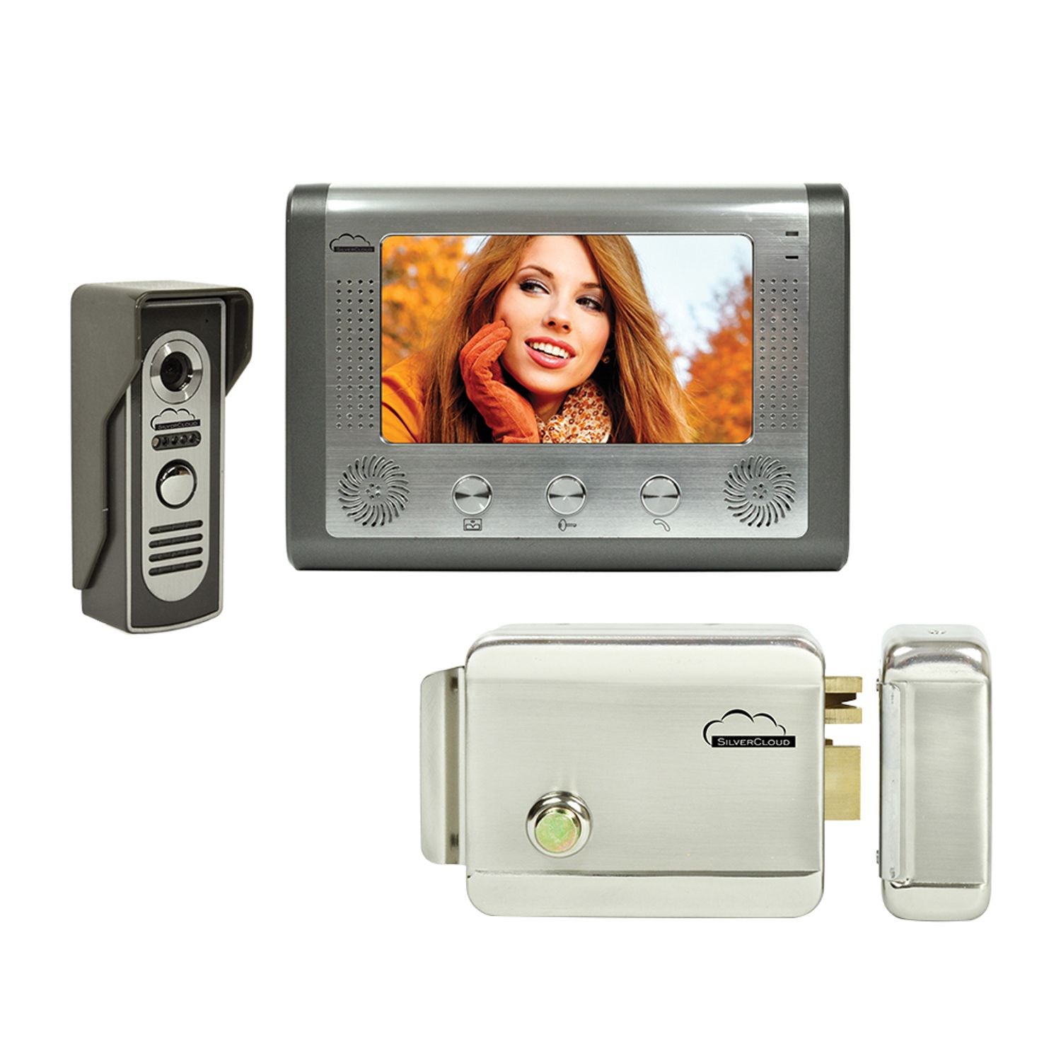 Kit Interfon video SilverCloud House 715 cu ecran LCD de 7 inch si Yala electromagnetica SilverCloud YL500 fotografia produsului
