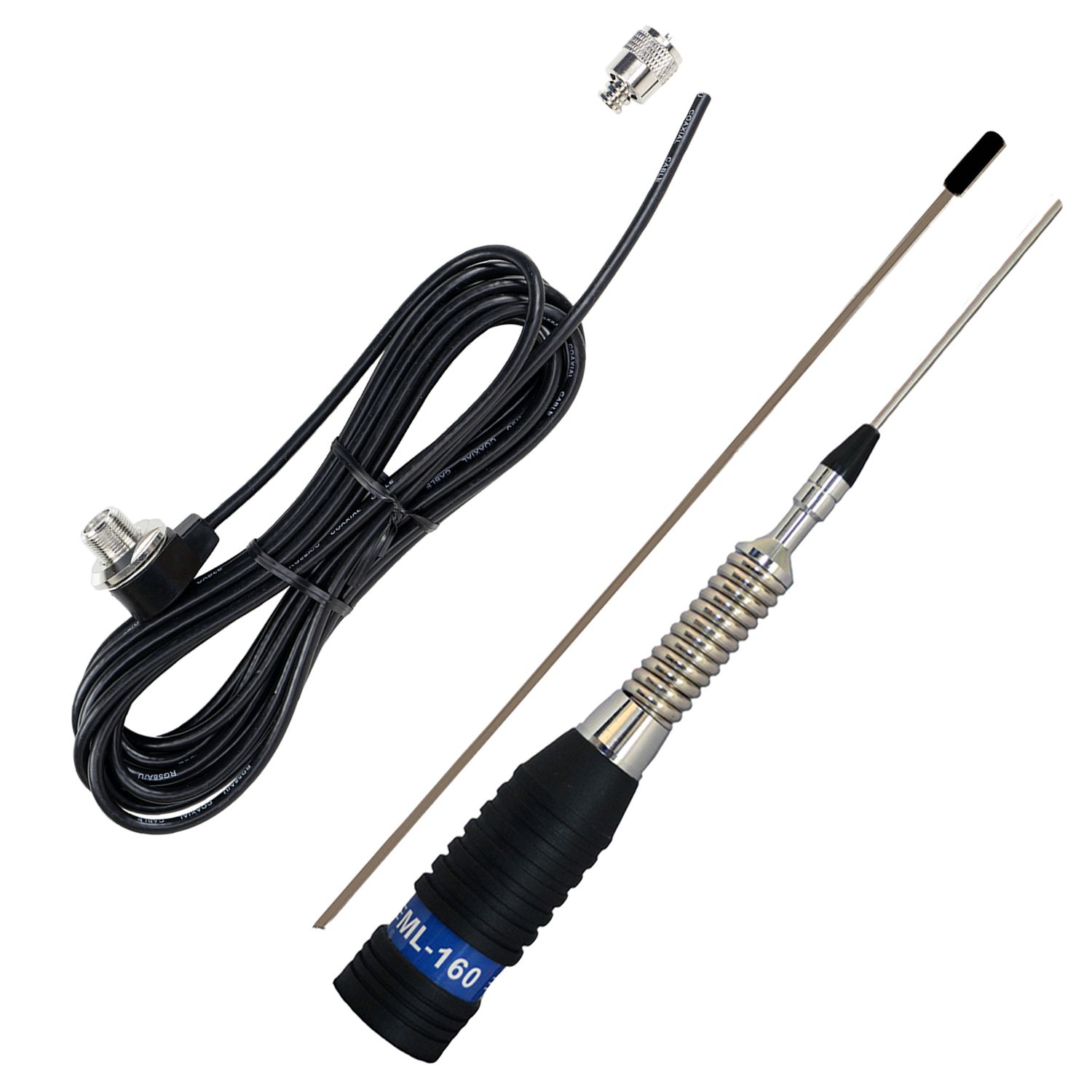 Antenna CB PNI ML50, Lunghezza 48cm, 26-28MHz, 600W Con Cavo Di Collegamento RG58 3,5 Metri, Senza Spina PL259