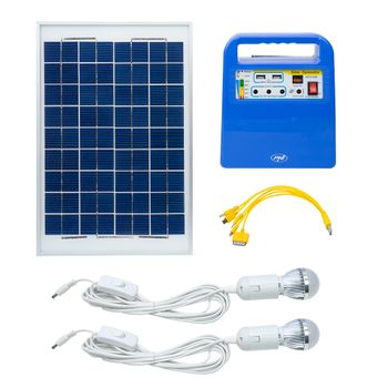 Sistem solar fotovoltaic PNI GreenHouse H01 30W cu acumulator 12V/7Ah, USB/Radio/MP3, 2 becuri LED elefant.ro imagine noua 2022