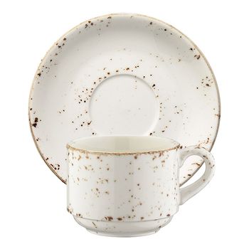 Ceasca cu farfurioara portelan pentru cafea bonna grain 80ml