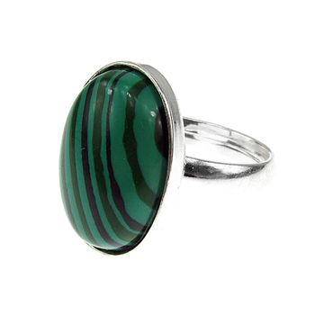 Inel argint reglabil malachit 18x13 mm