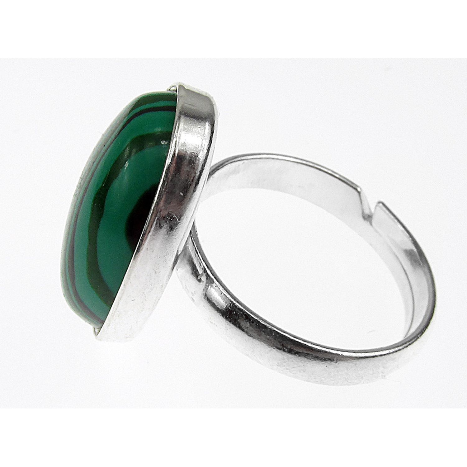 Inel argint reglabil malachit 18x13 MM fotografia produsului View 4 L