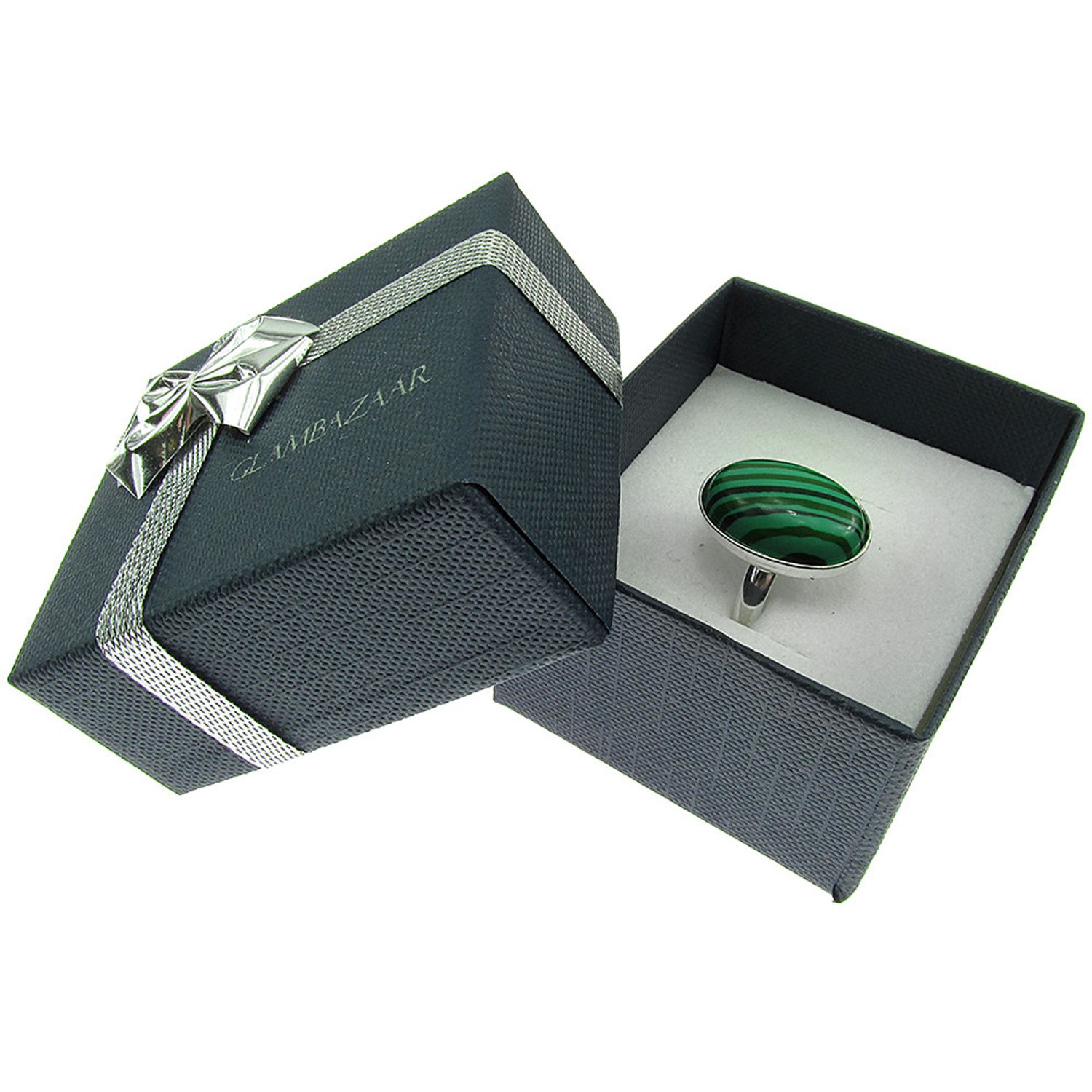 Inel argint reglabil malachit 18x13 MM fotografia produsului View 5 L