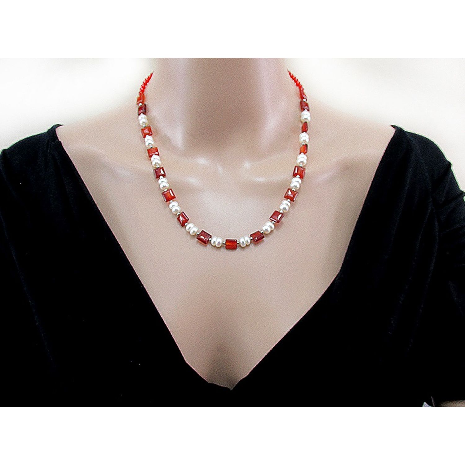 Colier boho chic cu carneol si perle fotografia produsului View 4 L
