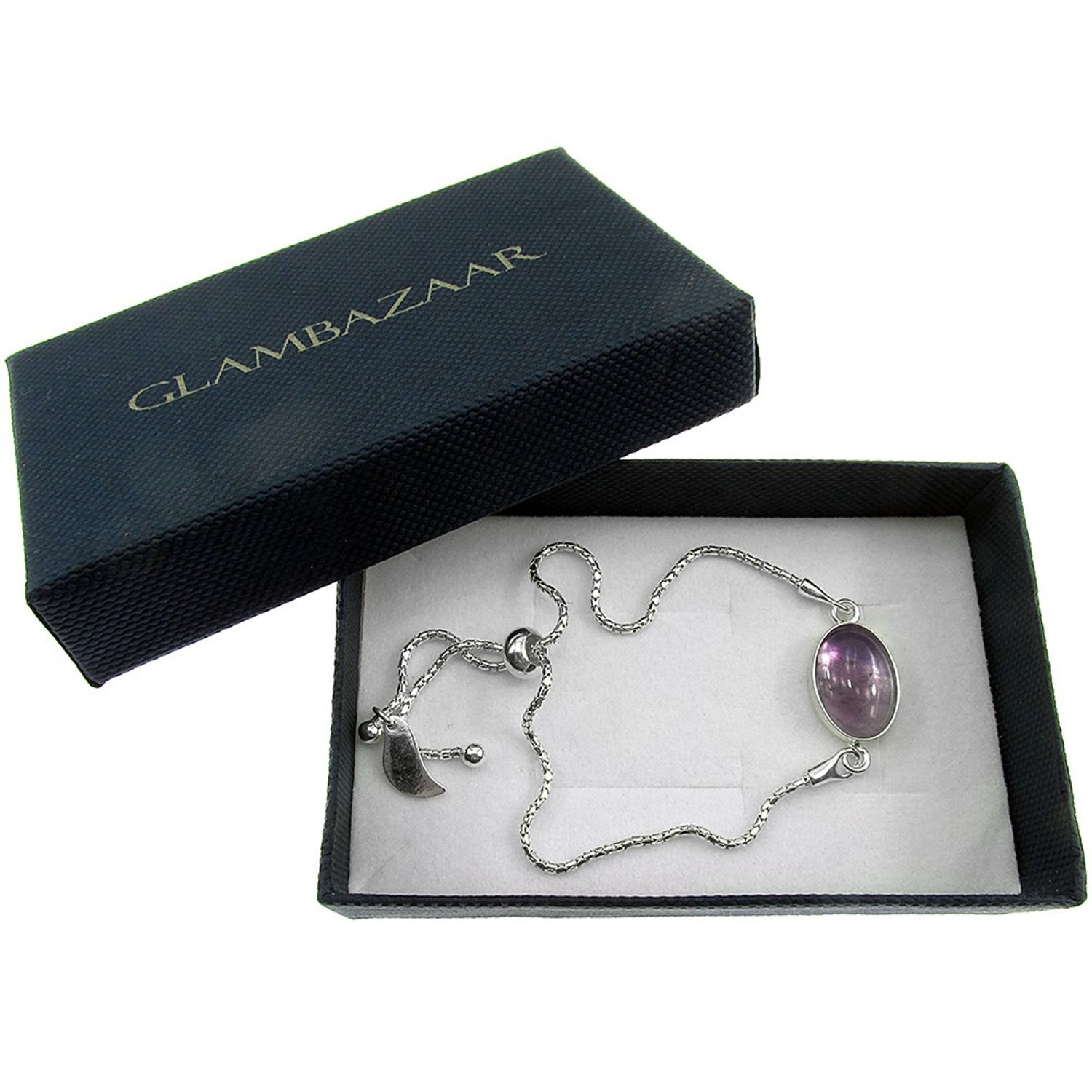 Bratara argint reglabila cu ametist lavanda 14x10 MM fotografia produsului View 2 L