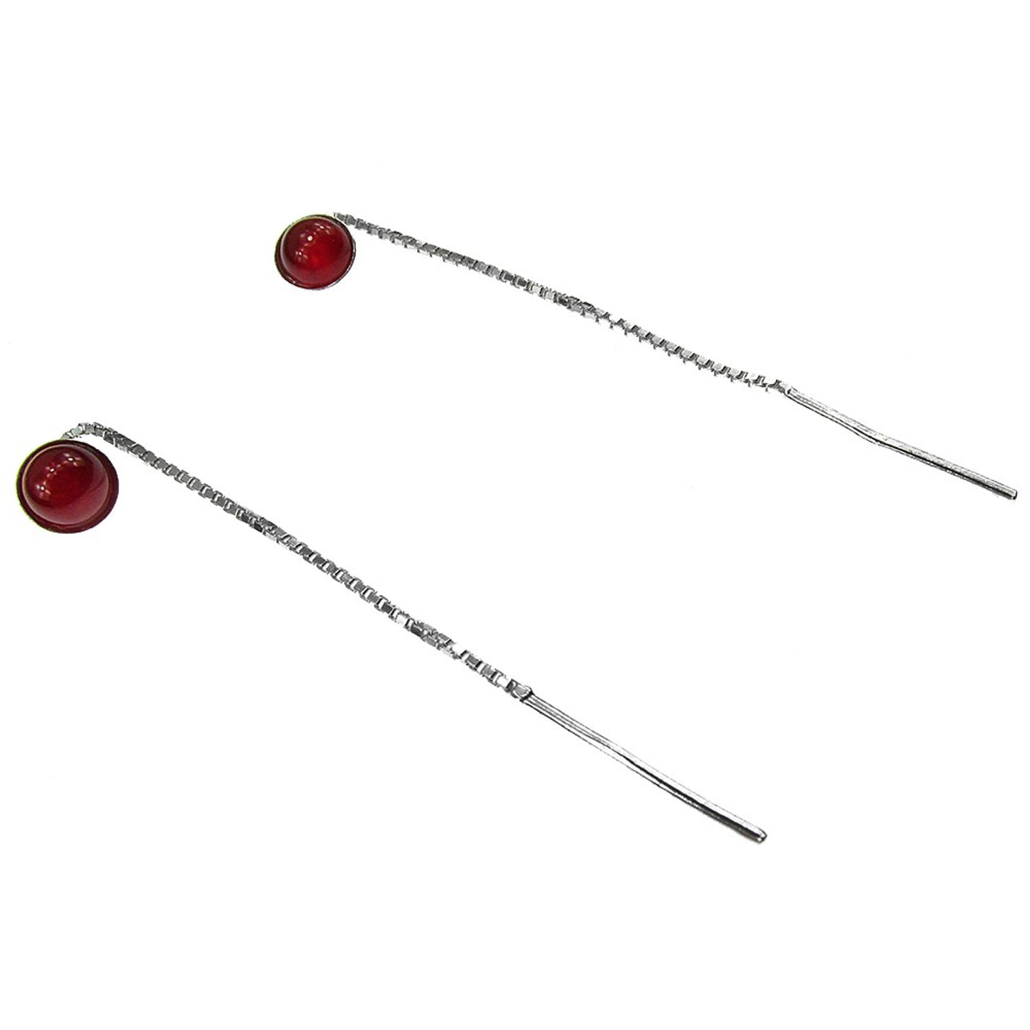 Cercei argint lantisor cu carneol 6 MM fotografia produsului