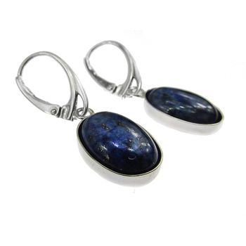 Cercei argint cu lapis lazuli natural 14x10 mm
