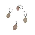 Set argint complet cuart roz oval 14x10 MM cu lantisor inclus fotografia produsului