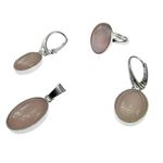 Set argint complet cuart roz oval 14x10 MM cu lantisor inclus fotografia produsului View 2 S