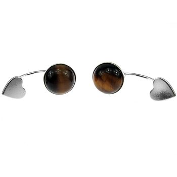 Cercei argint inimioare cu ochi de tigru natural 8 mm