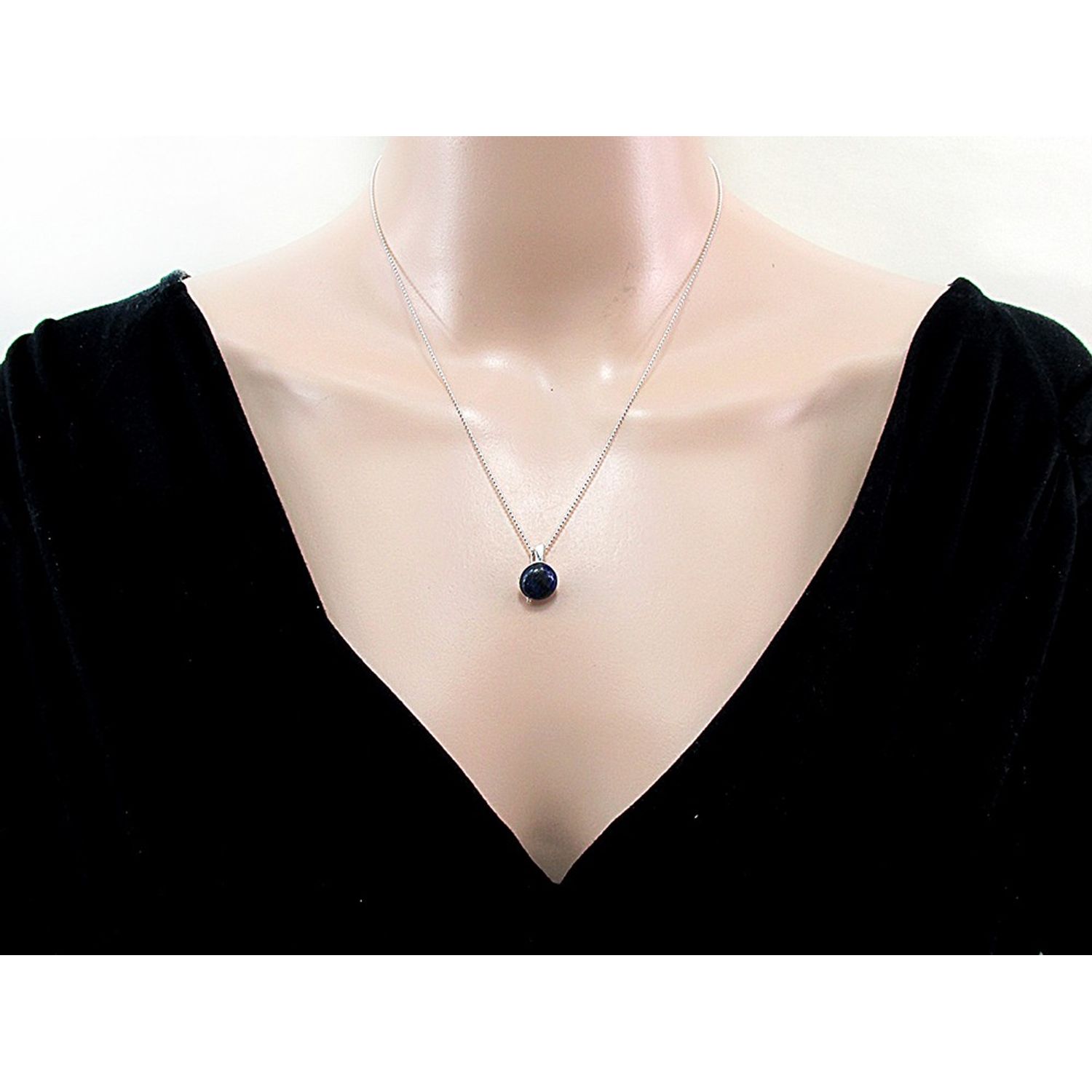 Lantisor argint cu pandantiv mic lapis lazuli natural 10 MM fotografia produsului View 4 L