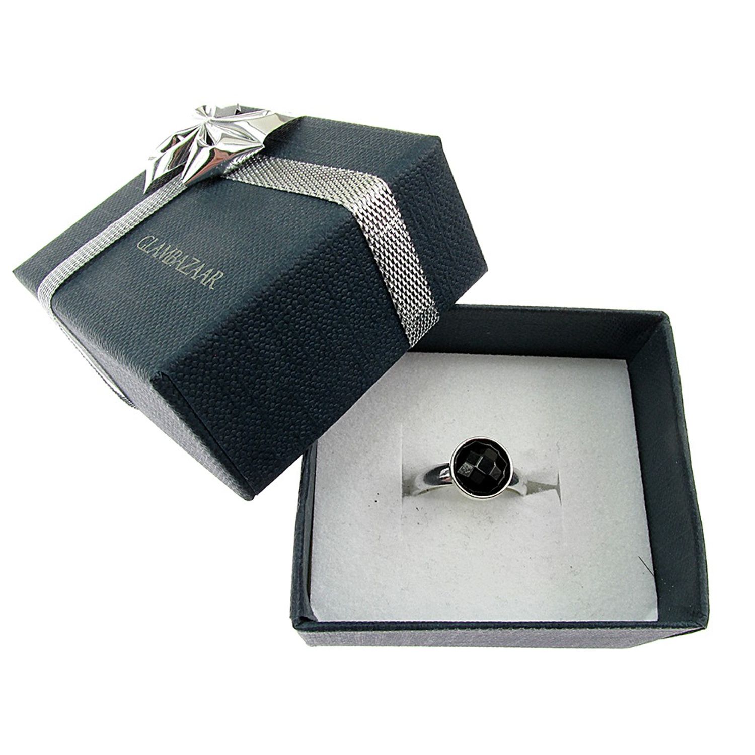 Inel argint reglabil cu onix natural fatetat 8 MM fotografia produsului View 4 L