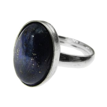 Inel argint reglabil cu lapis lazuli natural 14x10 mm