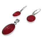 Set argint cu agate rosii ovale 14x10 MM fotografia produsului View 2 S