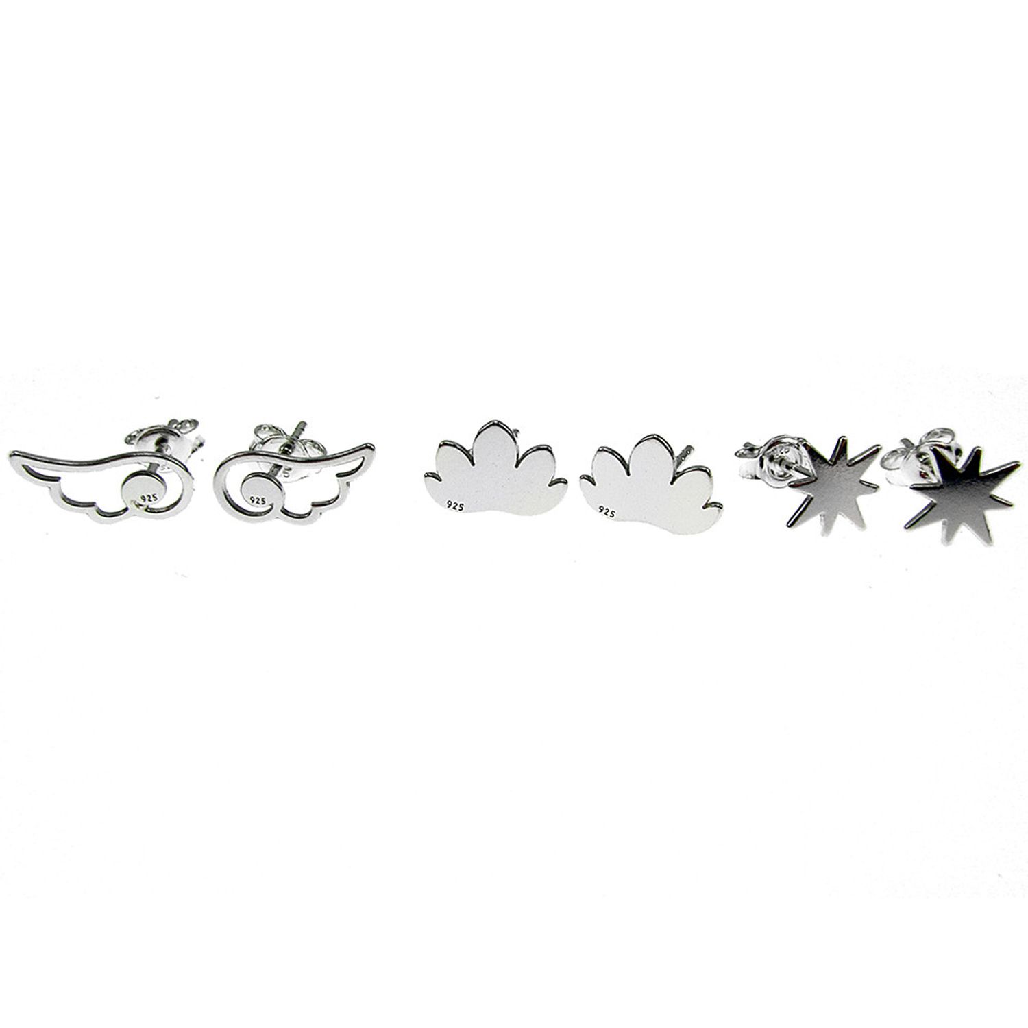 Set 3 perechi cercei argint Zen lotus/stea/aripi de inger fotografia produsului View 4 L