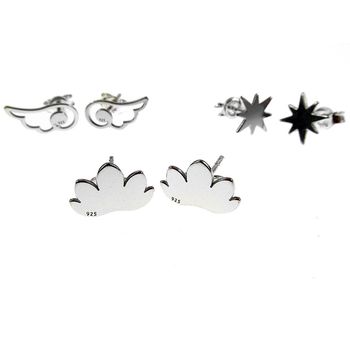 Set 3 perechi cercei argint zen lotus/stea/aripi de inger