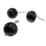 Set argint clasic cu obsidian fulg-de nea 10 MM fotografia produsului View 2 S
